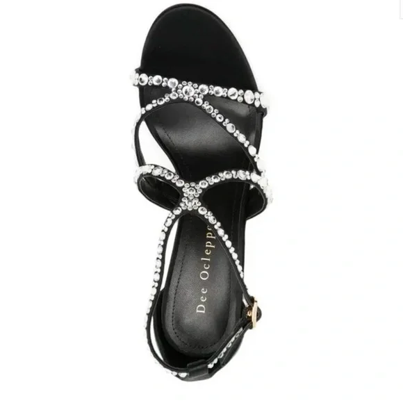 Chic Black Rhinestone Strappy Heels - Picture 4 of 5